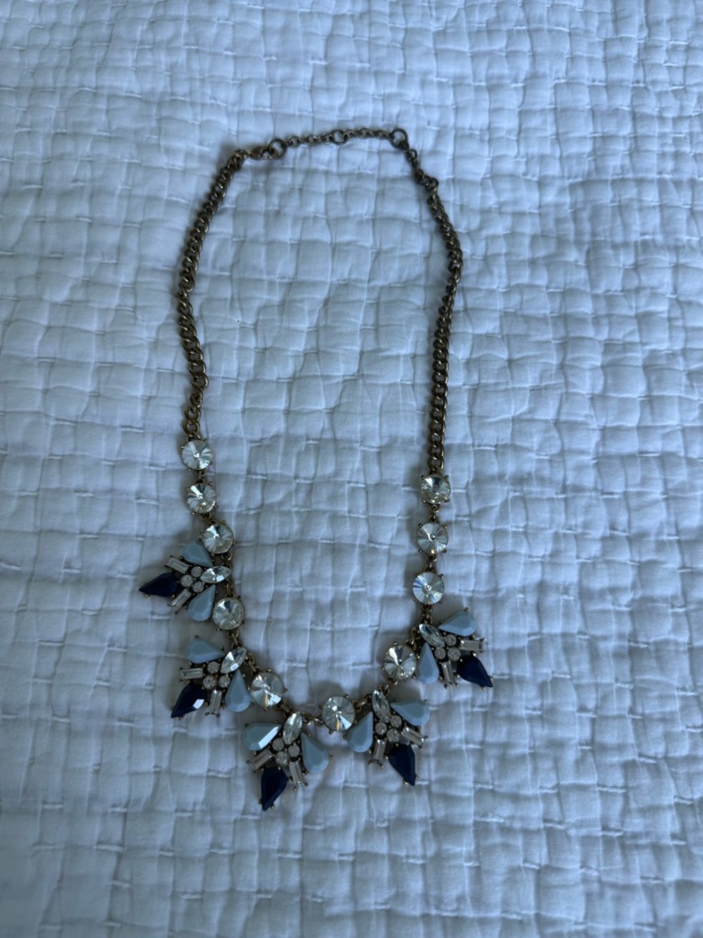 J. Crew Gold-Tone Crystal Necklace with Navy and Clear Stones